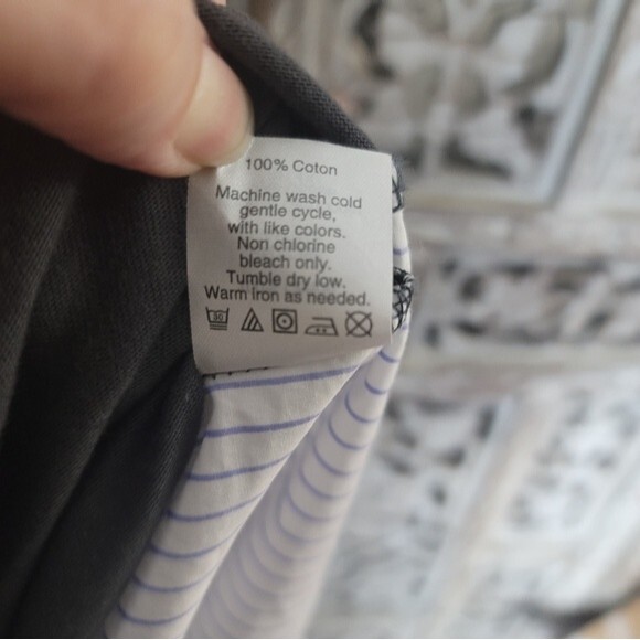 J. Crew Long-sleeved Oversized Grey Front Blue and White Striped back Scoop Neck - Picture 10 of 10